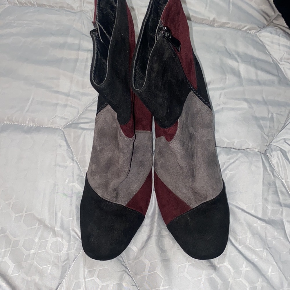 Glamorous Patchwork Heeled Ankle Boots Black Grey… - image 8